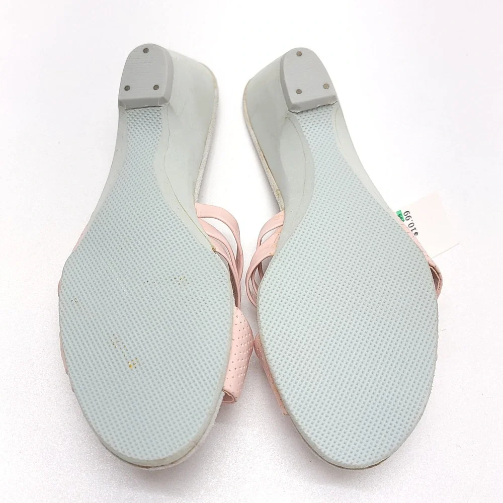 Honors‎ Sport Womens Pink Leather Strappy Wedge Slide Sandals Vintage Size 8